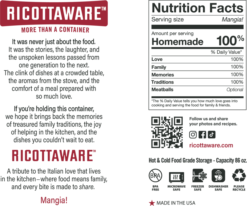 3 PACK - Ricottaware Containers