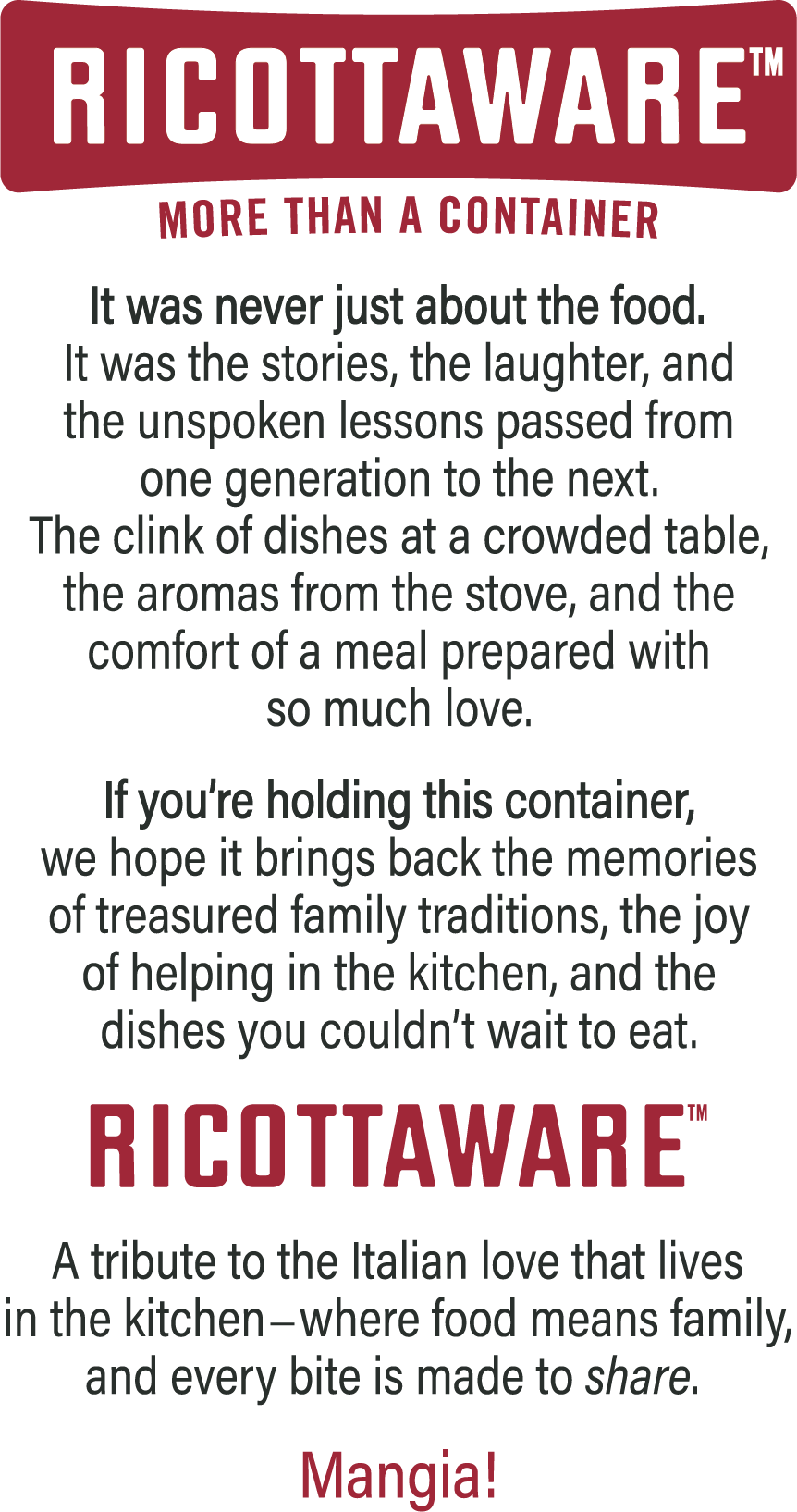 6 PACK - Ricottaware Containers