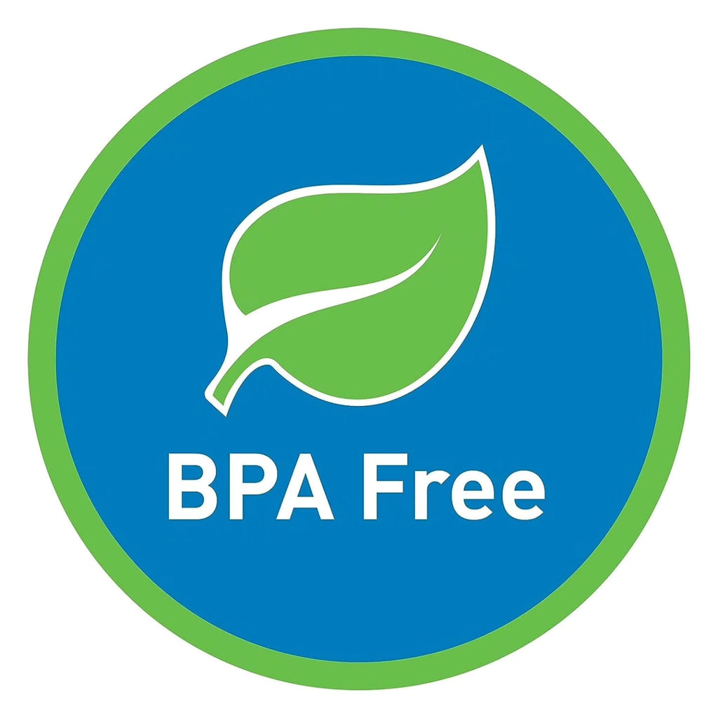 BPA Free image with a green leaf on a blue background